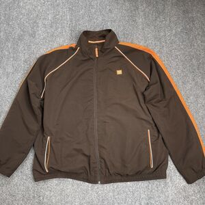 Vintage Wilson Track Windbreaker Jacket Mens Large Full Zip Mock Neck Retro